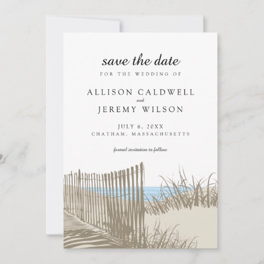 Save The Date Mariage des dunes de sable de plage Sauvegarder la (Devant)