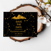 Save The Date Mariage des étoiles célestes mystiques d'or noir