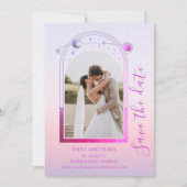 Save The Date Mariage des étoiles de soleil rose de coucher de s (Devant)