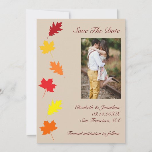 Save The Date Mariage des feuilles automnales (Devant)