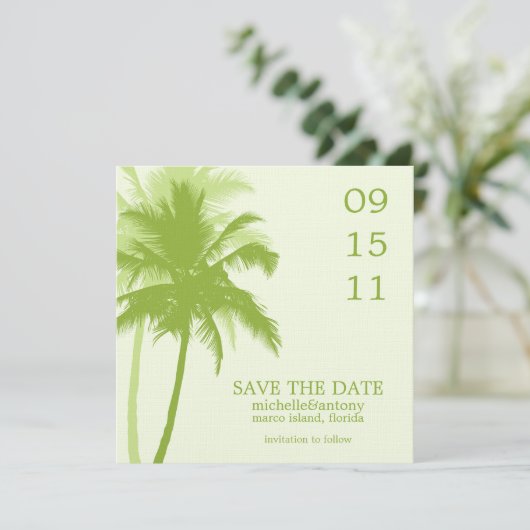 Save The Date Mariage des palmiers Enregistrer la date (Debout devant)