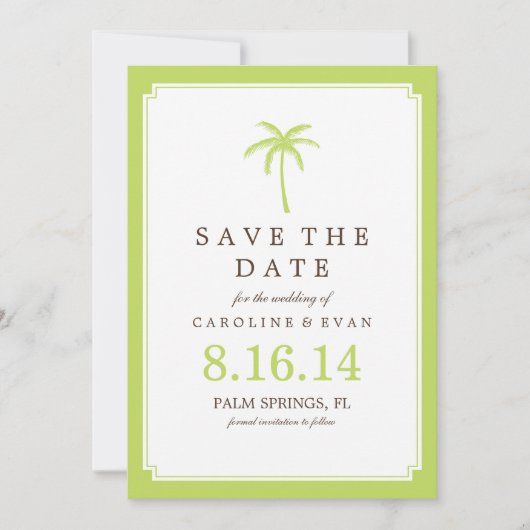 Save The Date Mariage des palmiers verts Enregistrer la date (Devant)