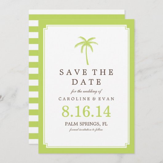 Save The Date Mariage des palmiers verts Enregistrer la date (Devant / Derrière)