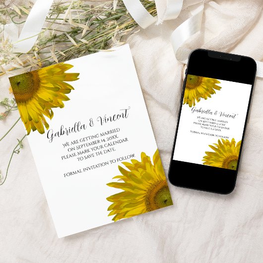 Save The Date Mariage des tournesols jaunes Enregistrer la date