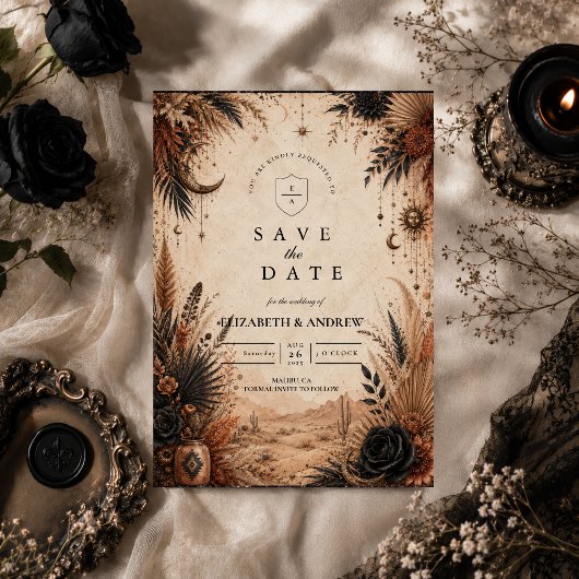 Save The Date Mariage Désert Boho Goth