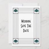 Save The Date Mariage design Art déco bleu (Devant)