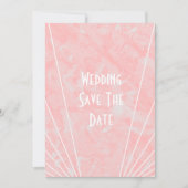 Save The Date Mariage design Art déco en marbre rose (Devant)