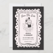 Save The Date Mariage dessiné à la main noir (Devant)