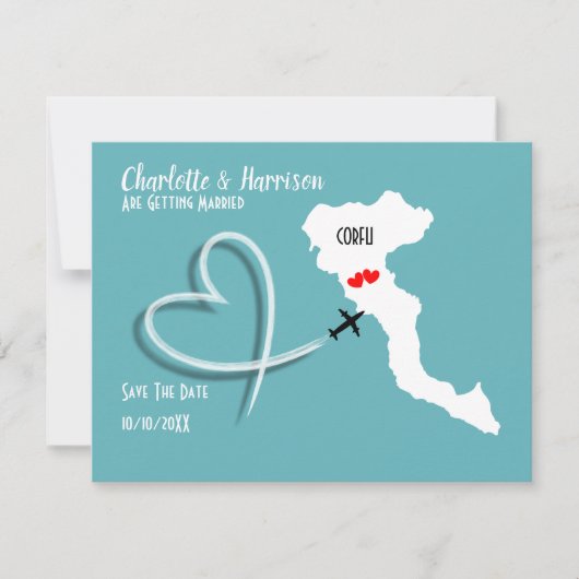 Save The Date Mariage Destination Corfou Enregistrer La Date (Devant)