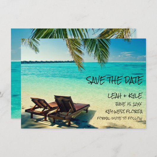 Save The Date Mariage Destination Plage Enregistrer La Date (Devant / Derrière)