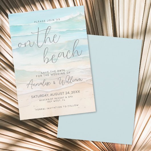 Save The Date Mariage d'été à l'aquarelle sur la plage