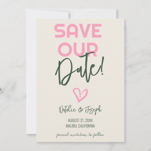 Save The Date Mariage d'été amusant manuscrit Whimstel Pastel (Devant)