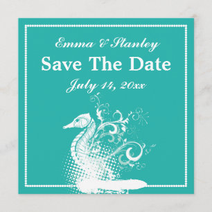 Save The Date Mariage d'été bleu blanc