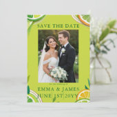 Save The Date Mariage d'été Citron et Vert Chartreuse (Debout devant)