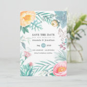 Save The Date Mariage d'été de plage florale tropicale (Debout devant)