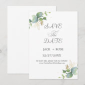 Save The Date Mariage d'été Eucalyptus de verdure rustique. (Devant / Derrière)