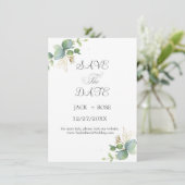Save The Date Mariage d'été Eucalyptus de verdure rustique. (Debout devant)