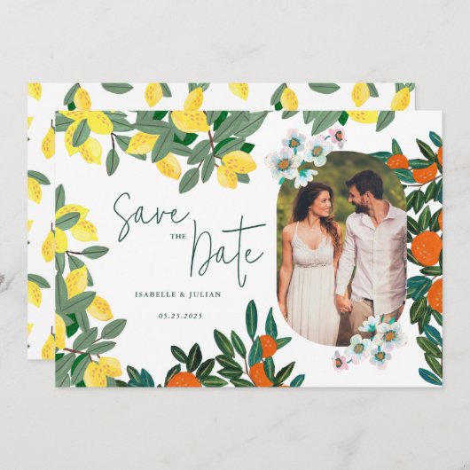 Save The Date Mariage d'été Lemon Italie (Devant / Derrière)