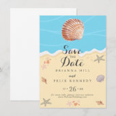 Save The Date Mariage d'été Minimal Blue Ocean (Devant / Derrière)