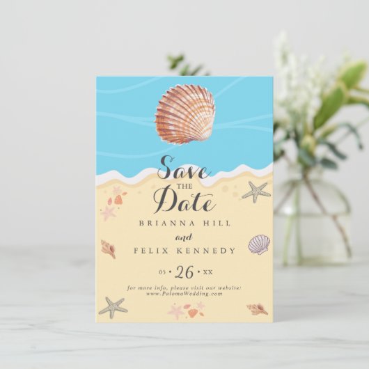 Save The Date Mariage d'été Minimal Blue Ocean (Debout devant)