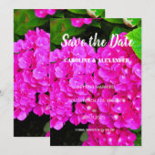 Save The Date Mariage d'été moderne Hydrangea rose Fleurs (Devant / Derrière)