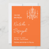 Save The Date Mariage d'été rétro à main levée orange moderne (Dos)