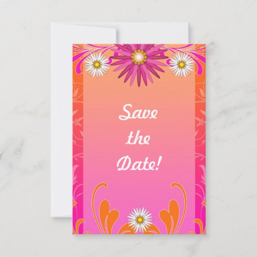 Save The Date Mariage d'été rose et orange (Devant)