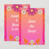 Save The Date Mariage d'été rose et orange (Devant / Derrière)