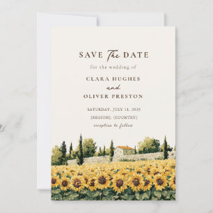 Save The Date Mariage d'été sous le soleil toscan avec cyprès et