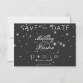Save The Date Mariage d'étincelle d'hiver noir au charbon modern (Devant)