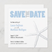 Save The Date Mariage d'étoiles de mer bleu et gris Enregistrer (Devant / Derrière)