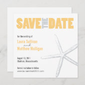 Save The Date Mariage d'étoiles de mer jaune et gris Enregistrer (Devant / Derrière)