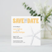 Save The Date Mariage d'étoiles de mer jaune et gris Enregistrer (Debout devant)