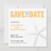 Save The Date Mariage d'étoiles de mer jaune et gris Enregistrer (Devant)