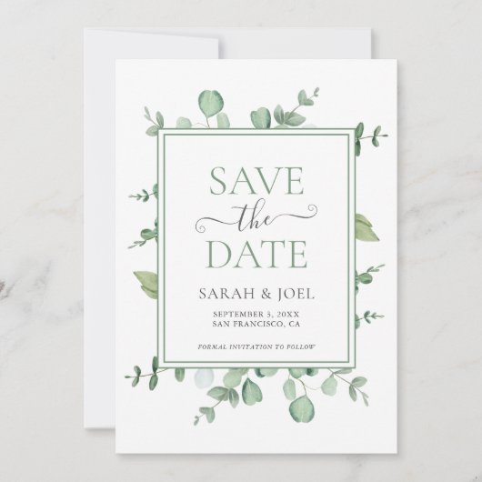 Save The Date Mariage d'eucalyptus (Devant)
