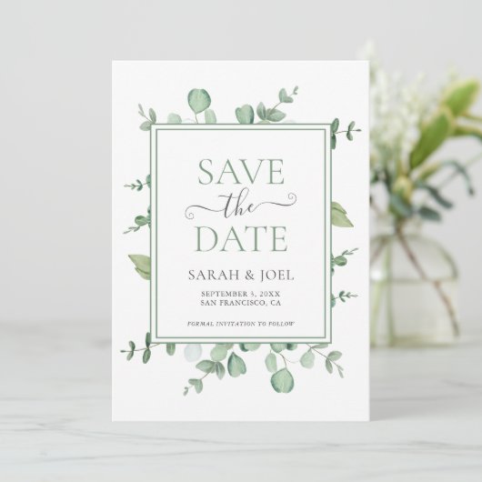 Save The Date Mariage d'eucalyptus (Debout devant)