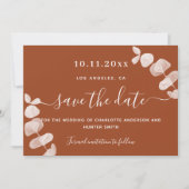 Save The Date Mariage d'eucalyptus orange brûlé enregistrer la d (Devant)