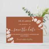Save The Date Mariage d'eucalyptus orange brûlé enregistrer la d (Debout devant)