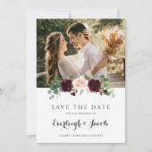 Save The Date Mariage d'eucalyptus rose pâle de Bourgogne (Devant)