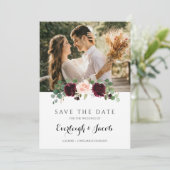 Save The Date Mariage d'eucalyptus rose pâle de Bourgogne (Debout devant)