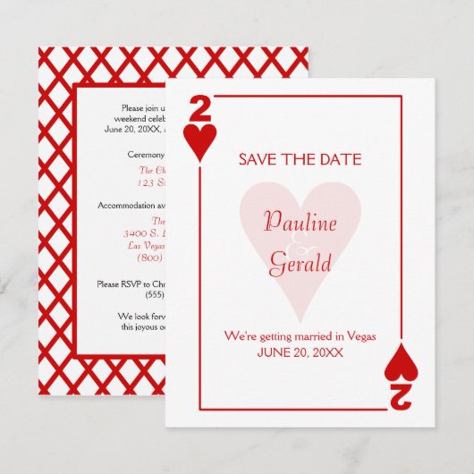 Save The Date Mariage Deux Cœurs Las Vegas (Devant / Derrière)
