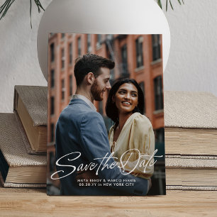 Save The Date Mariage deux photos écriture stylée