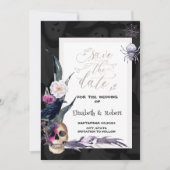 Save The Date Mariage d'Halloween crâne floral (Devant)