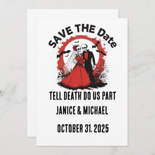 Save The Date Mariage d'Halloween Enregistrer la date (Devant / Derrière)