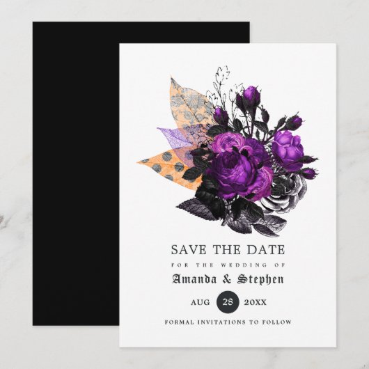 Save The Date Mariage d'Halloween floral (Devant / Derrière)
