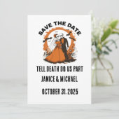 Save The Date Mariage d'Halloween orange Enregistrer la date (Debout devant)