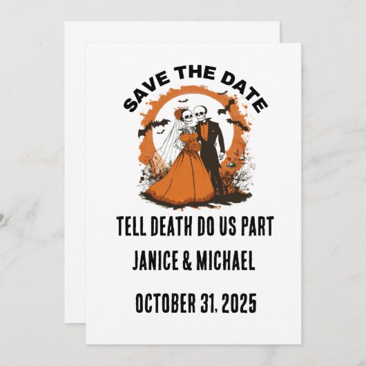 Save The Date Mariage d'Halloween orange Enregistrer la date (Devant / Derrière)