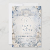 Save The Date Mariage d'hiver bleu intemporel (Devant)