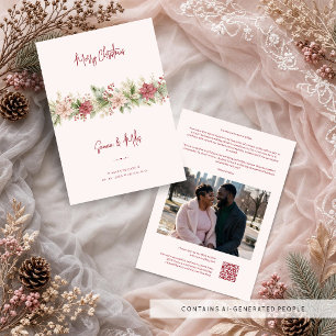 Save The Date Mariage d'hiver Cozy Pink Poinsettia TLW26