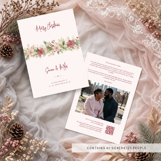 Save The Date Mariage d'hiver Cozy Pink Poinsettia TLW26